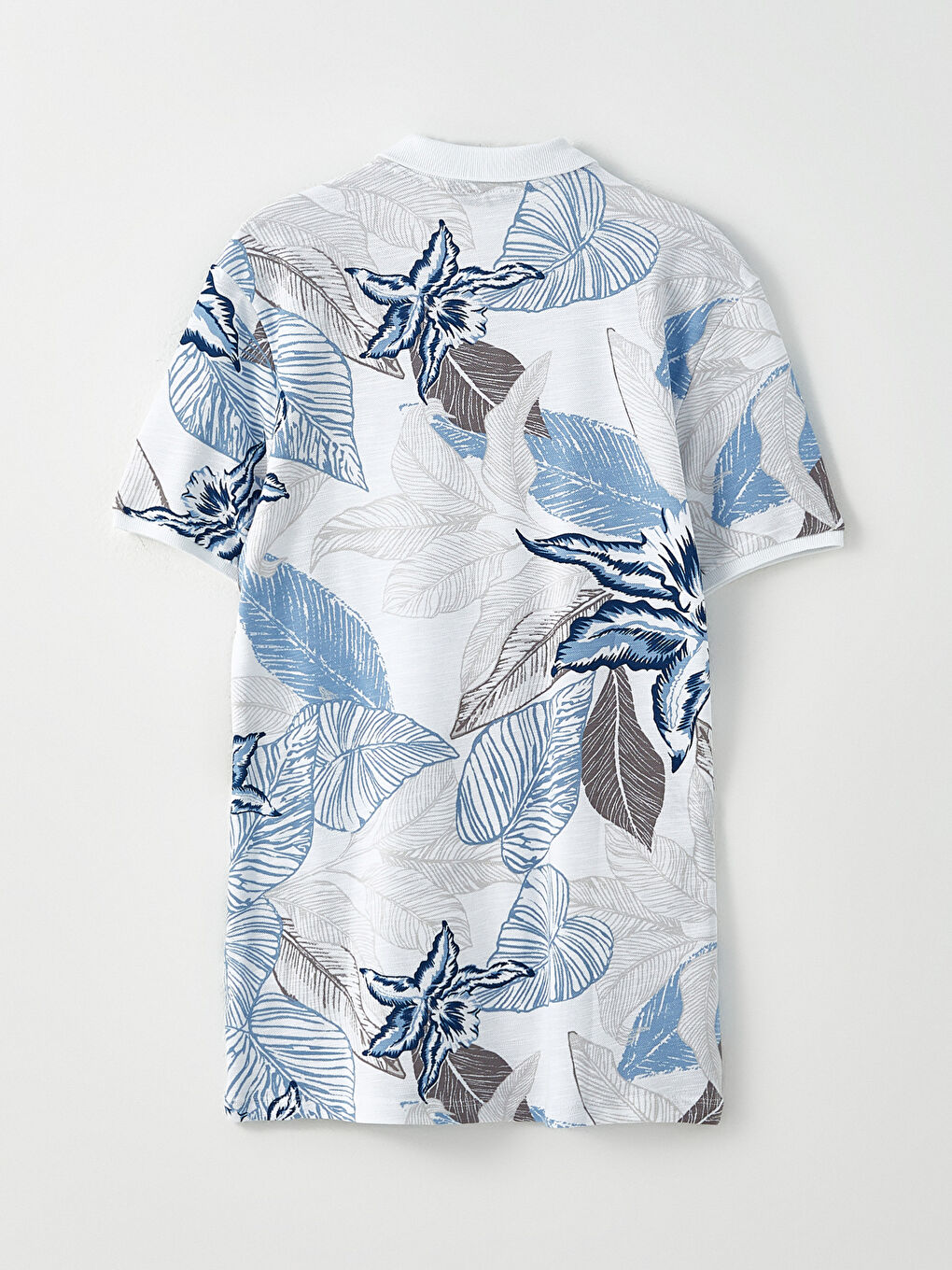 Polo Neck Short Sleeve Patterned Pique Men's T-Shirt-6