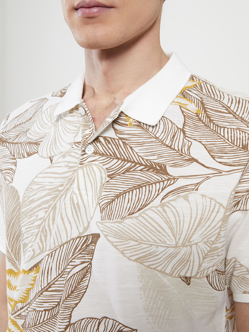 Polo Neck Short Sleeve Patterned Pique Men's T-Shirt-3