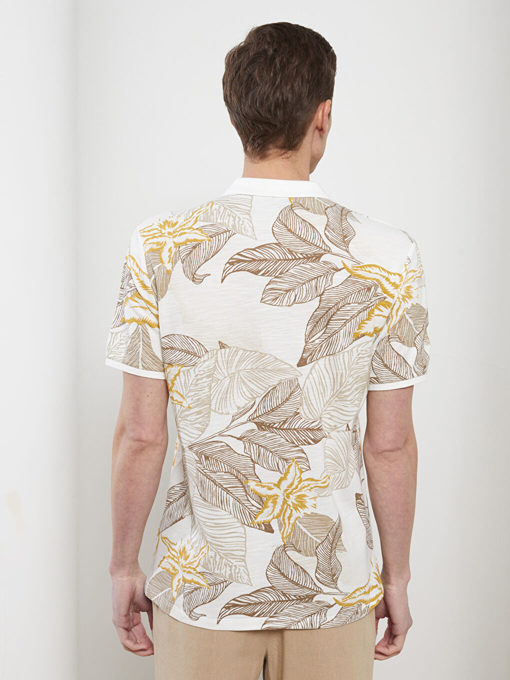 Polo Neck Short Sleeve Patterned Pique Men's T-Shirt-4