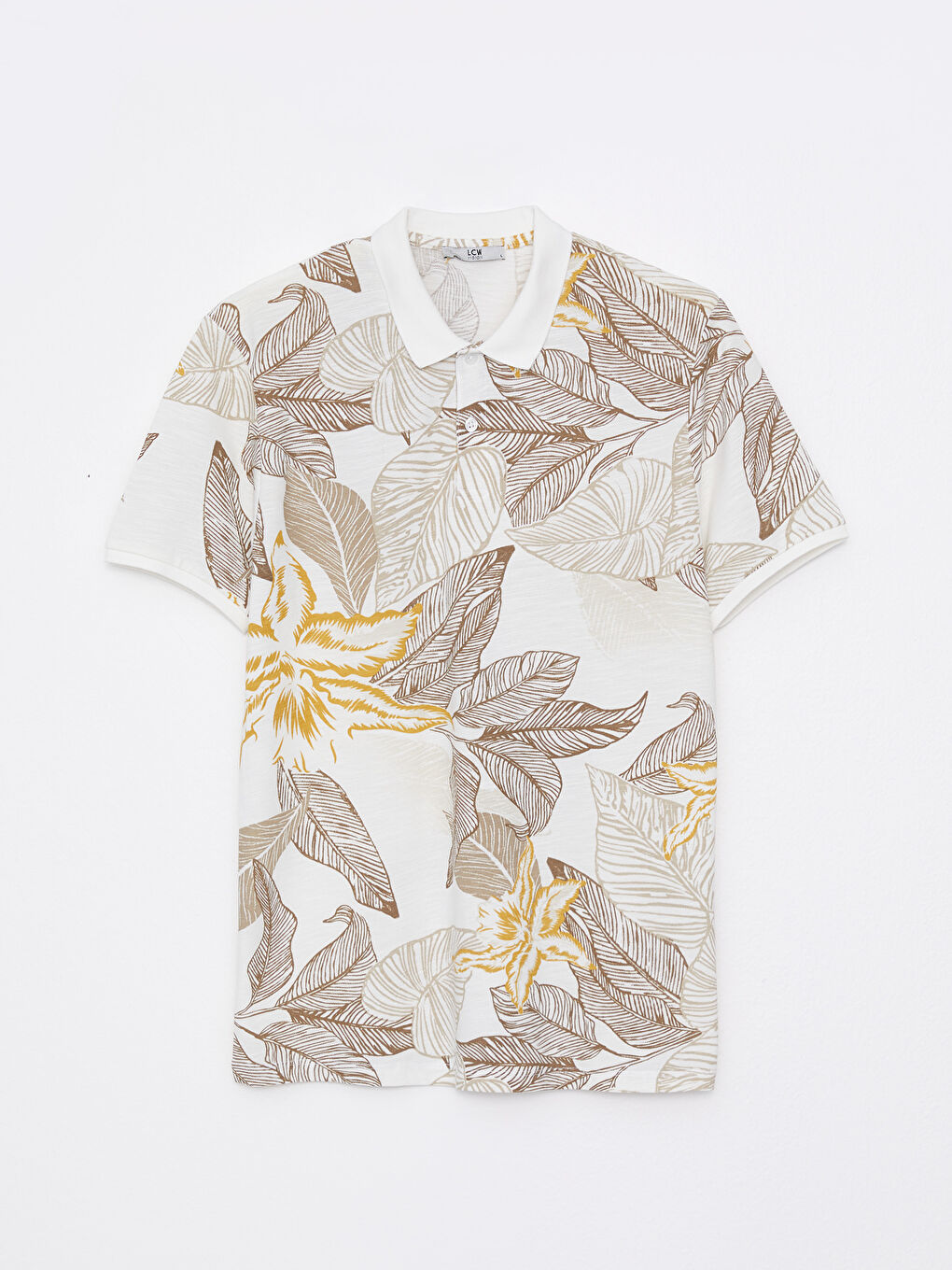 Polo Neck Short Sleeve Patterned Pique Men's T-Shirt-5