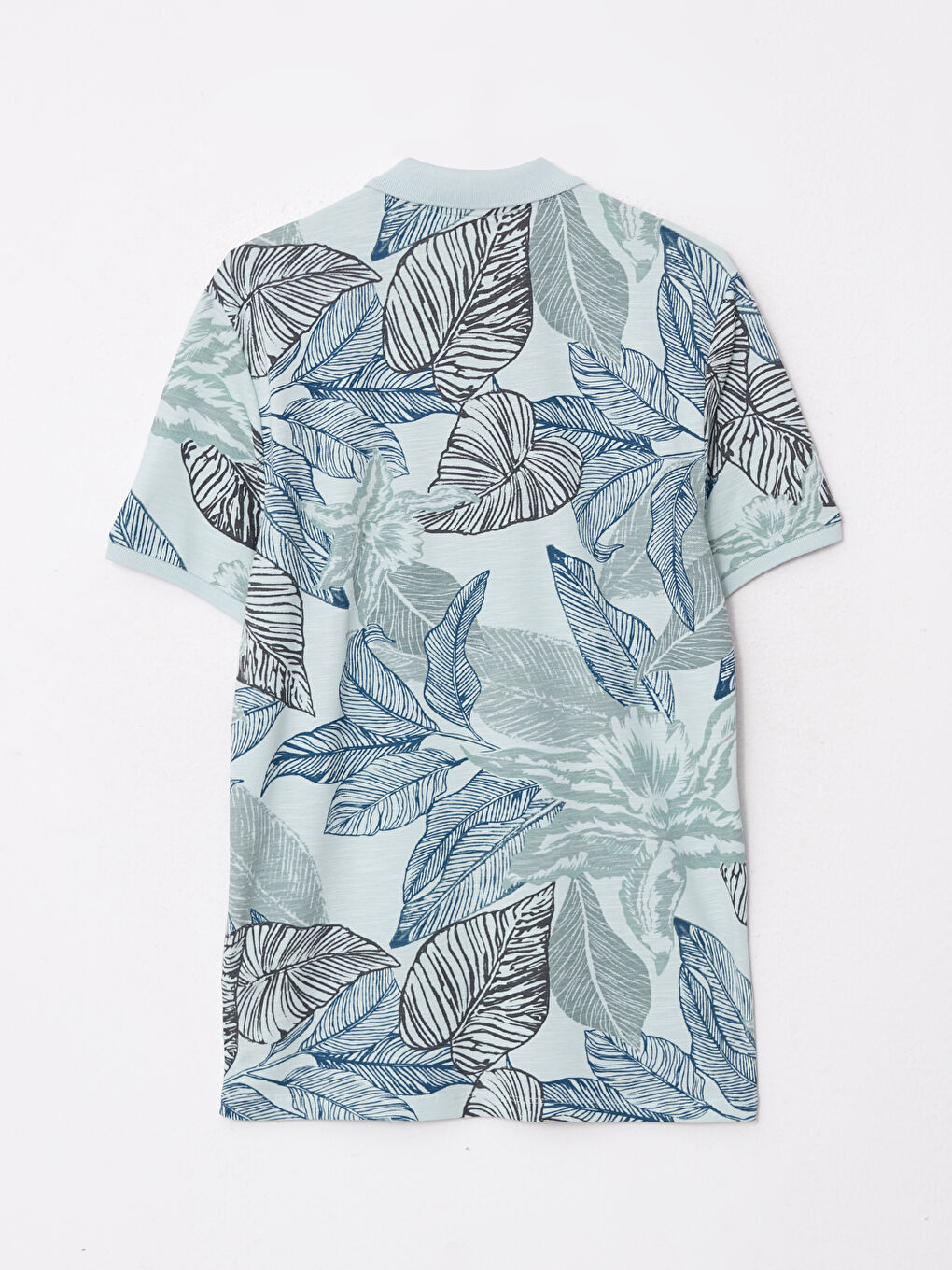 Yeşil Polo Yaka Kısa Kollu Desenli Pike Erkek Tişört-6