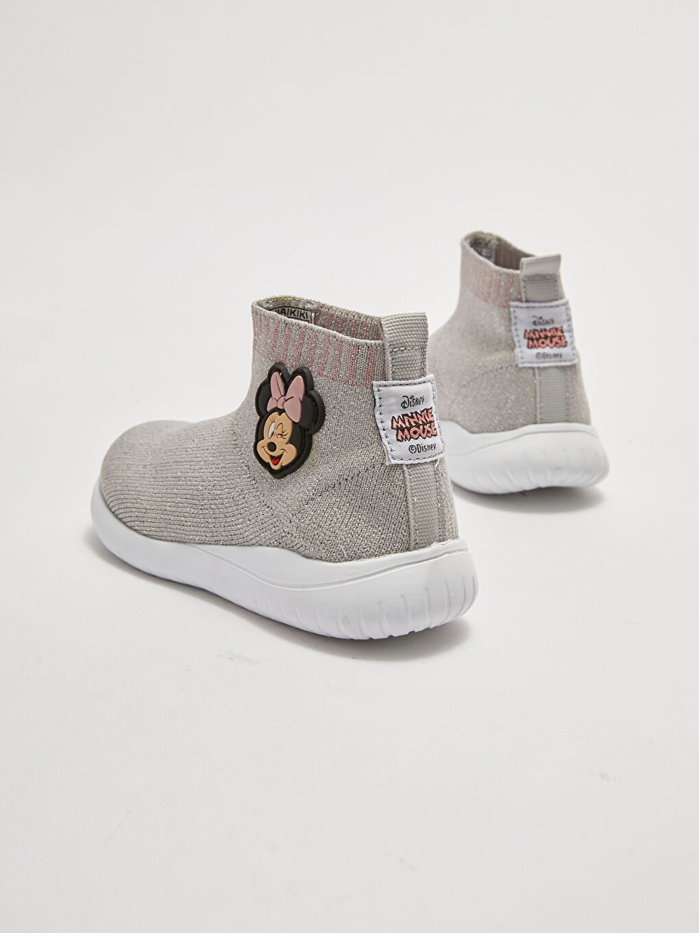 Gri Minnie Mouse Lisanslı 3D Aplike Detaylı Kalın Taban Kız Bebek Bot-4