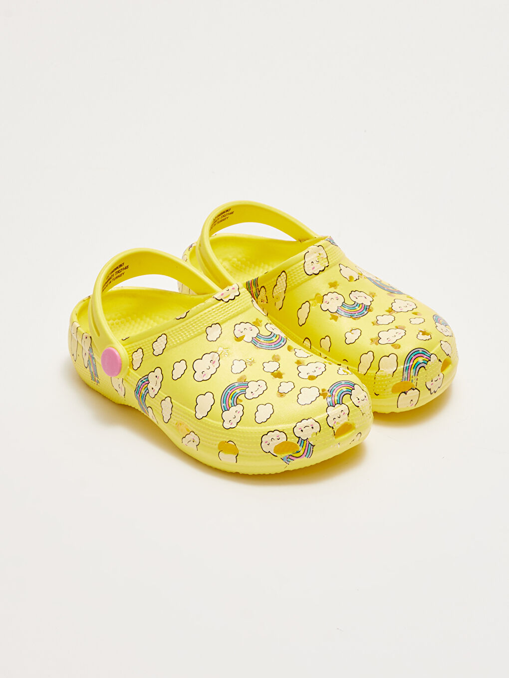 Sarı Baskılı Delikli Kız Bebek Sandalet