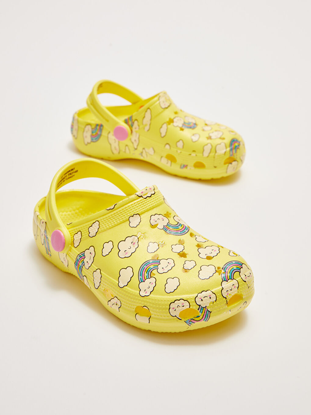 Sarı Baskılı Delikli Kız Bebek Sandalet-2