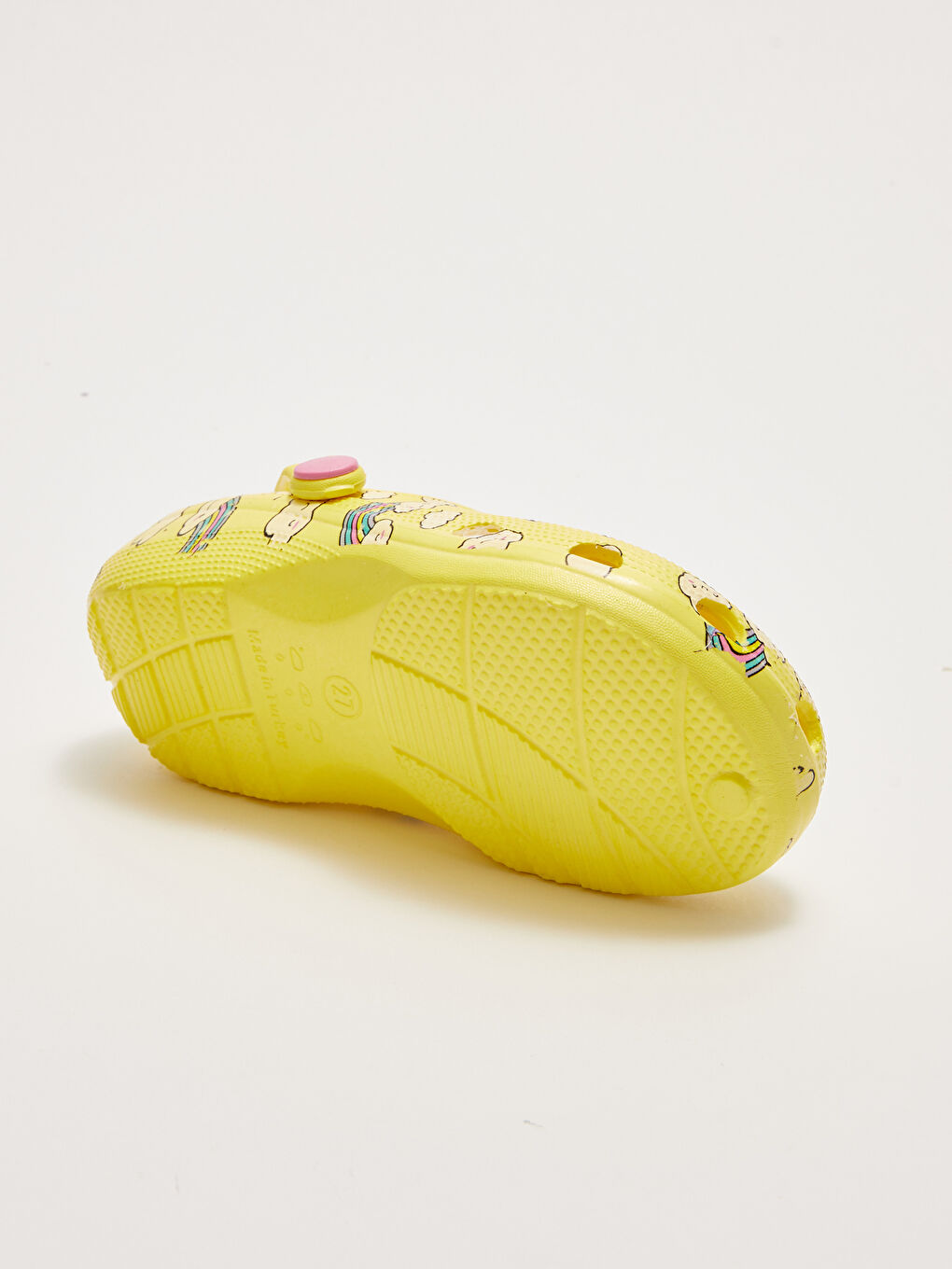 Sarı Baskılı Delikli Kız Bebek Sandalet-3