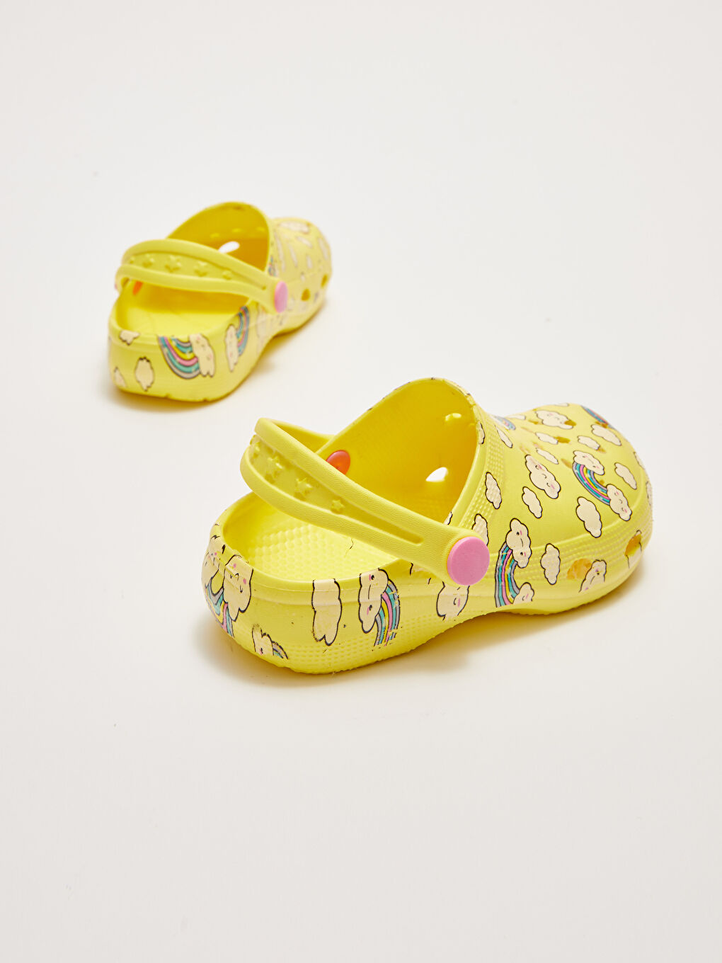 Sarı Baskılı Delikli Kız Bebek Sandalet-4