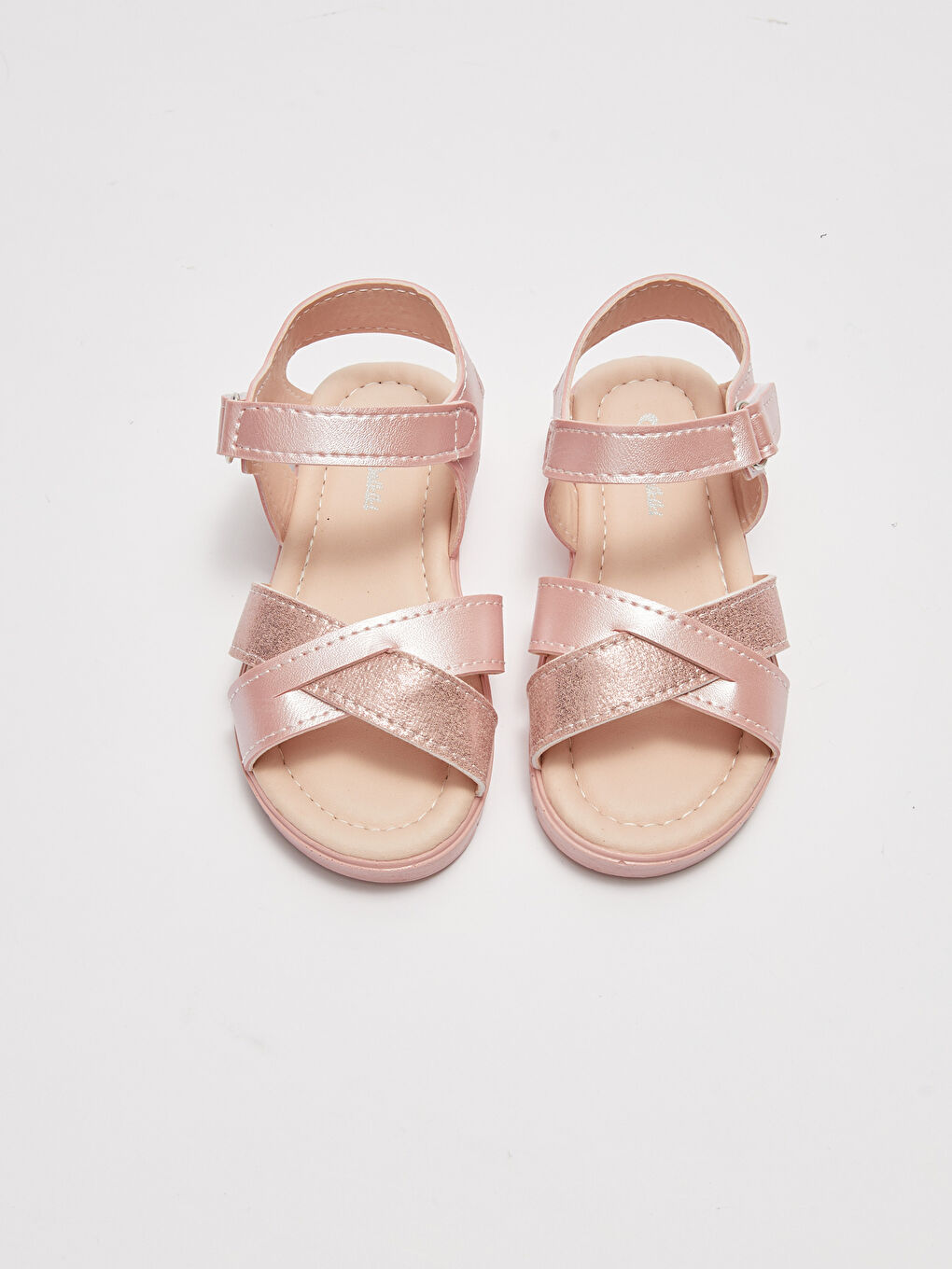Pembe Hologram Detaylı Çapraz Bantlı Cırt Cırtlı Kız Bebek Sandalet-4