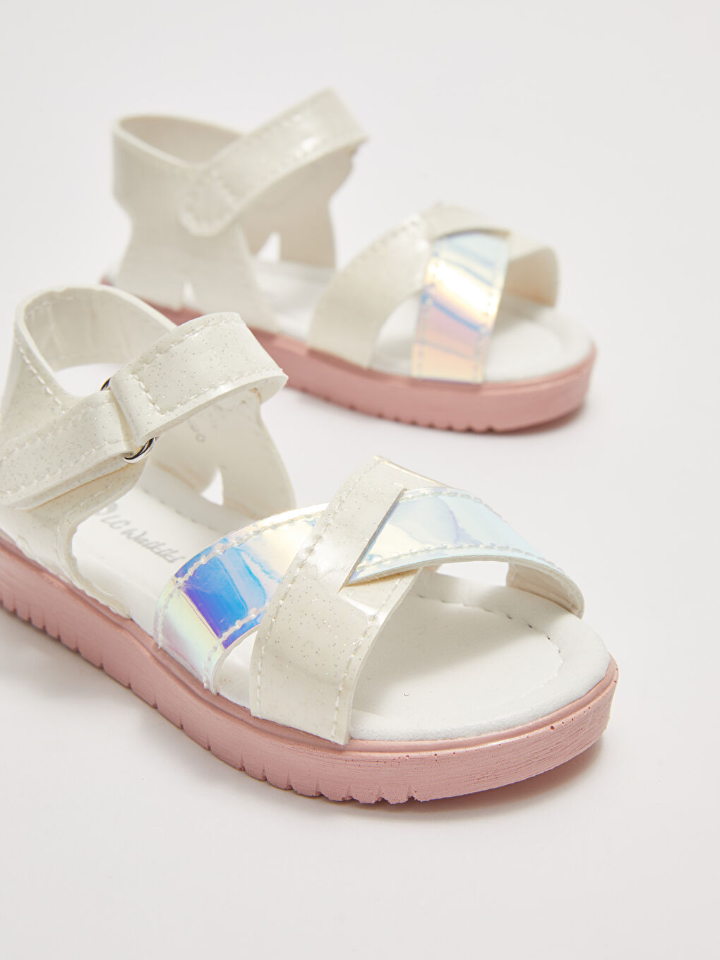 Голограмма детальді айқас баулы ілмекті және жапсырмалы бекіту қыз бала сандалдары-2