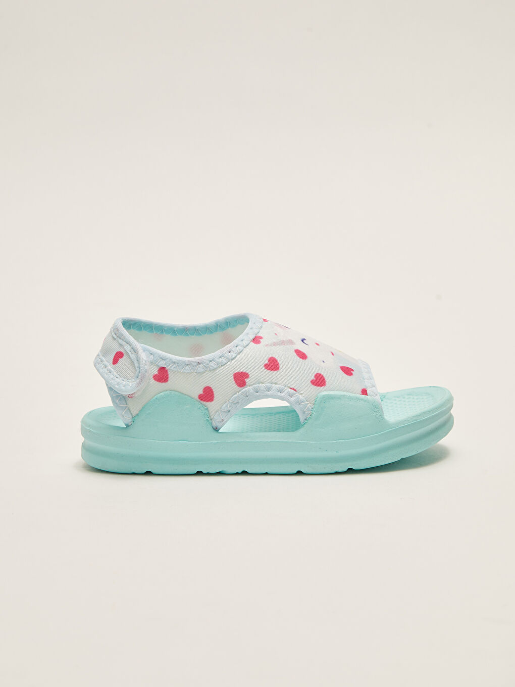 Turkuaz Cırt Cırtlı Baskılı Kız Bebek Sandalet-1