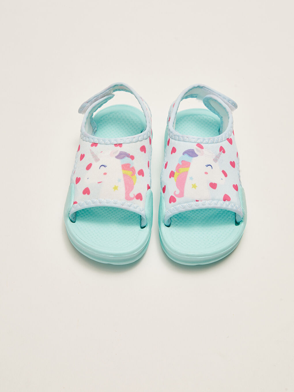 Turkuaz Cırt Cırtlı Baskılı Kız Bebek Sandalet-2