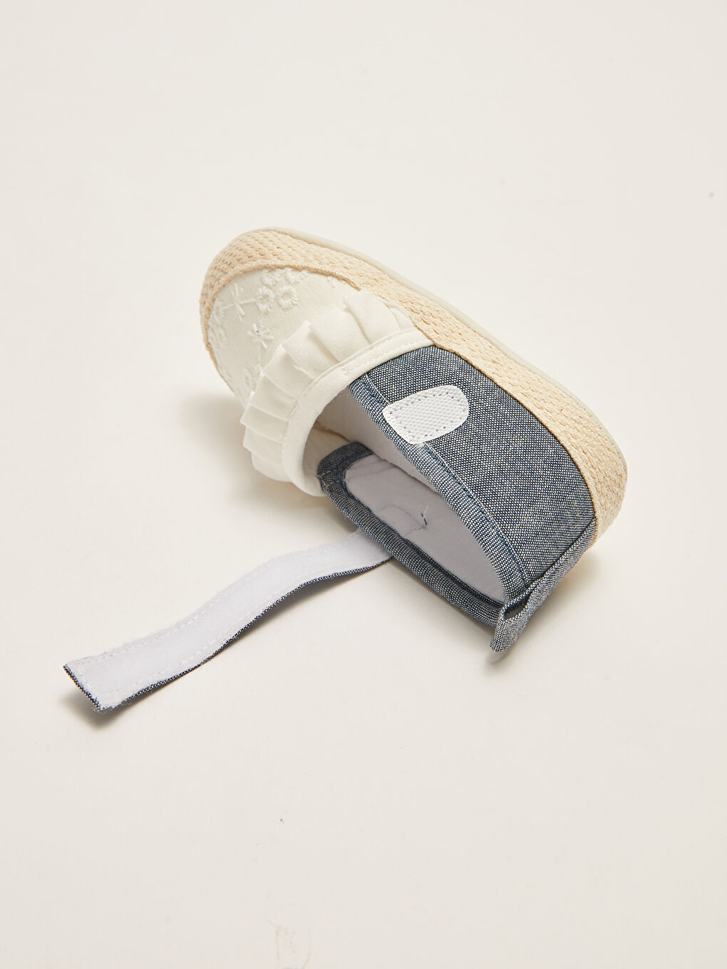 İndigo Nakış Detaylı Cırt Cırtlı Kız Bebek Yürüme Öncesi Ev Ayakkabısı-6