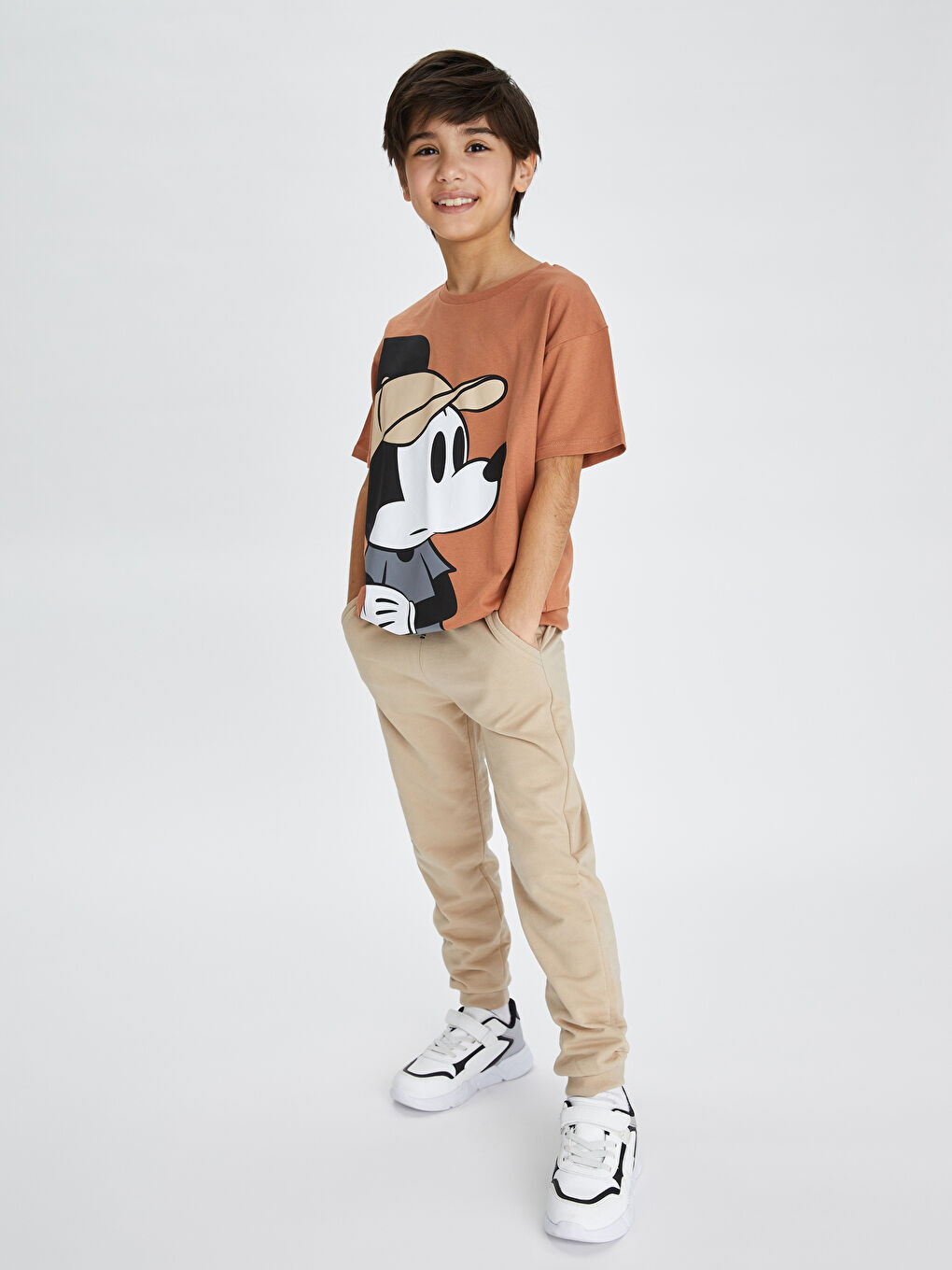 Crew Neck Mickey Mouse Printed Short Sleeve Cotton Boy T-Shirt-3