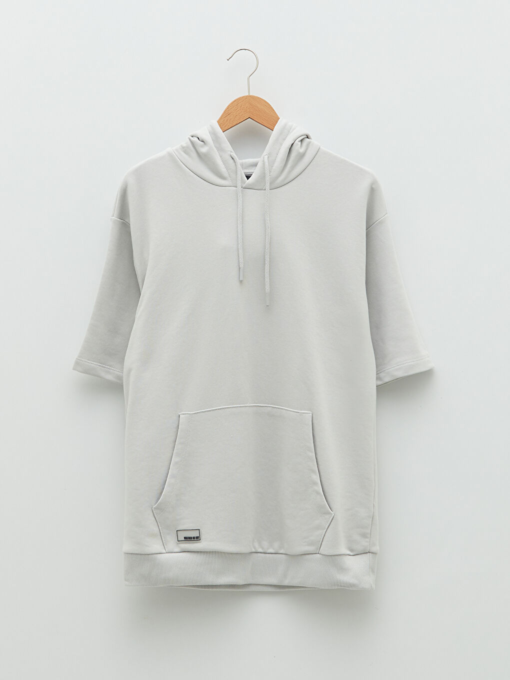 Gri Kısa Kollu Erkek Hoodie-5