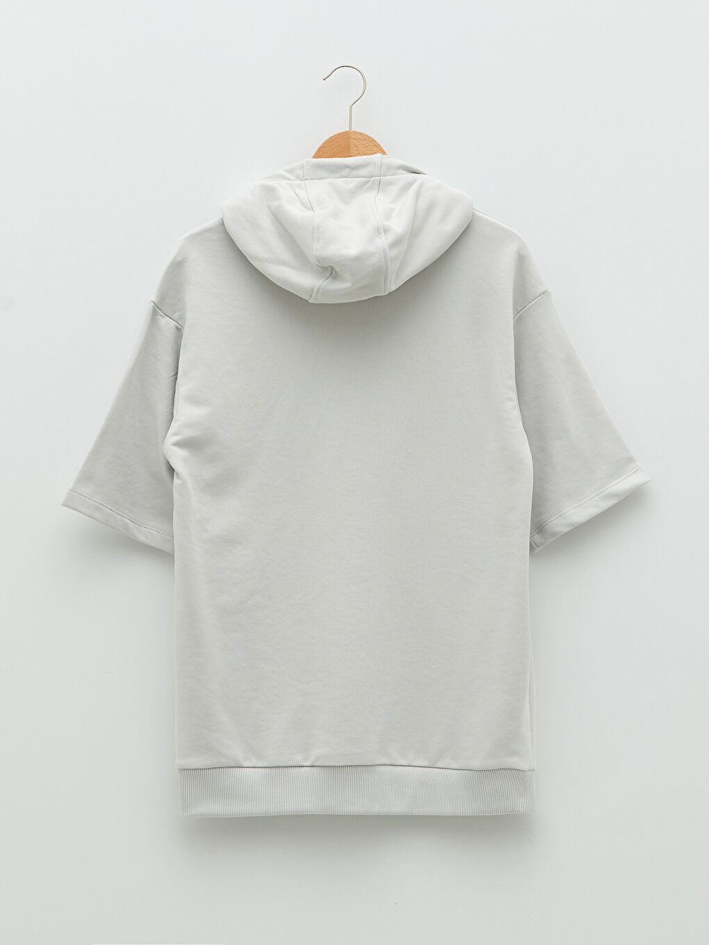 Gri Kısa Kollu Erkek Hoodie-6