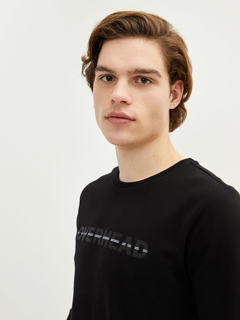 Siyah Bisiklet Yaka Uzun Kollu Baskılı Erkek Sweatshirt-2