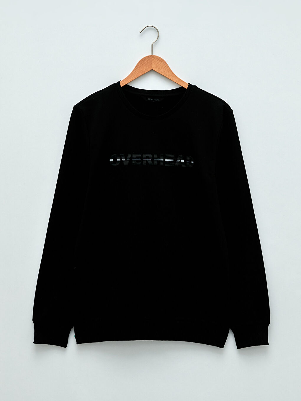 Siyah Bisiklet Yaka Uzun Kollu Baskılı Erkek Sweatshirt-5