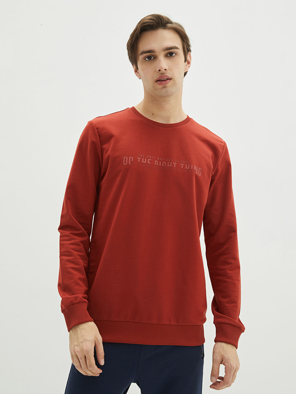 Crew Neck Long Sleeve Printed Men's Sweatshirt
