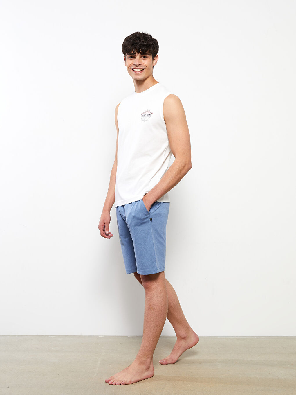 Mavi Standart Kalıp Erkek Pijama Alt Şort