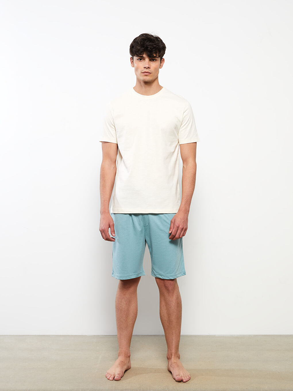 Yeşil Standart Kalıp Erkek Pijama Alt Şort-1