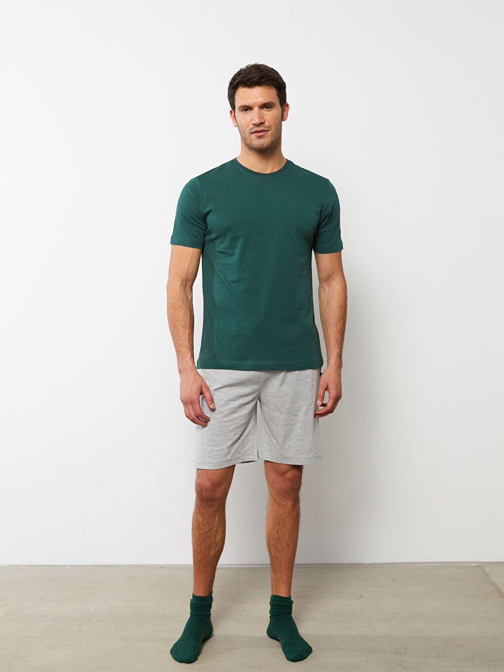 Gri Standart Kalıp Erkek Pijama Alt Şort-1