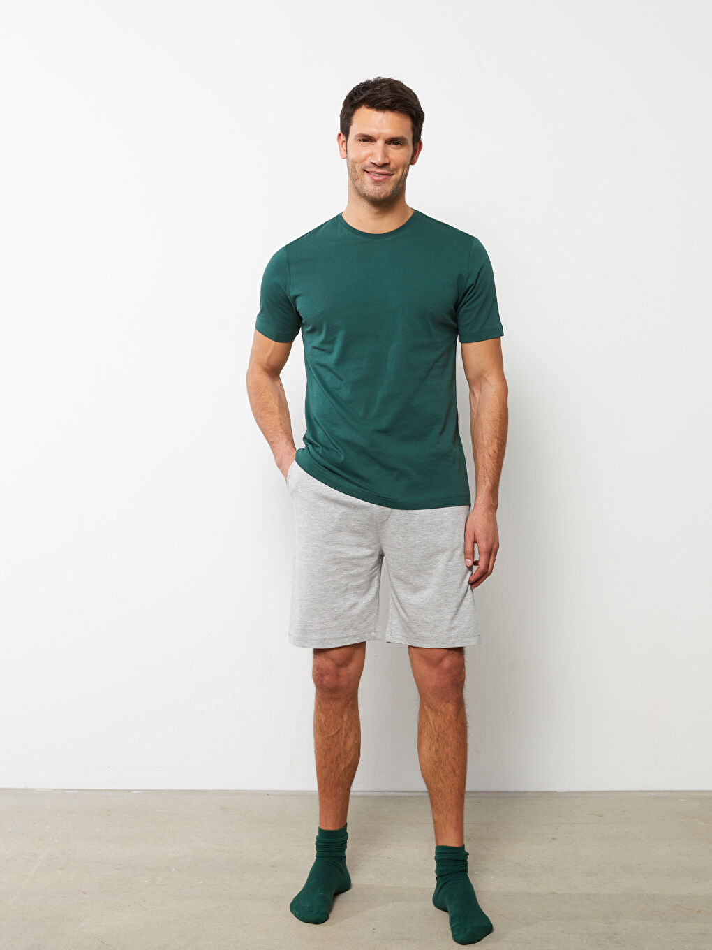 Gri Standart Kalıp Erkek Pijama Alt Şort-2