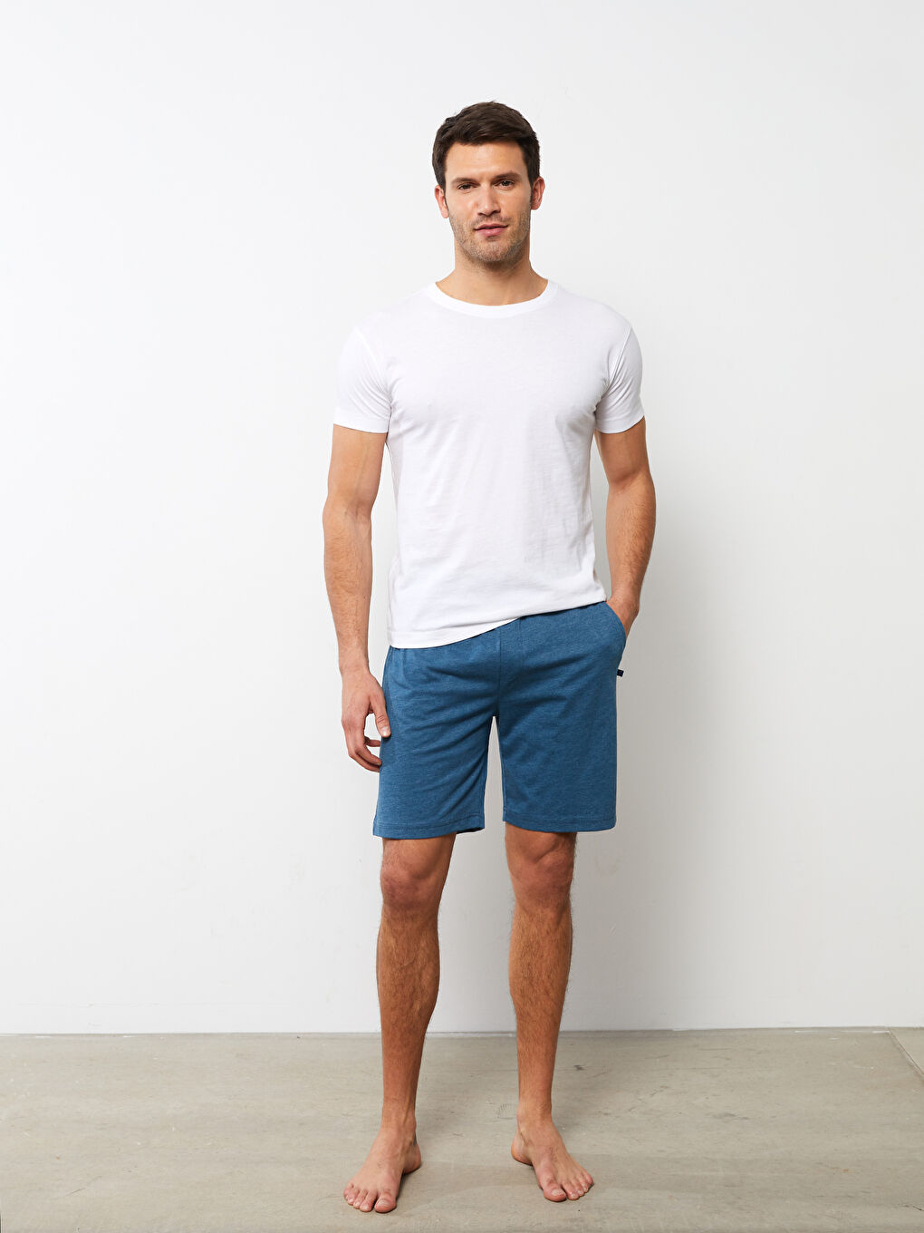 Petrol Standart Kalıp Erkek Pijama Alt Şort-1