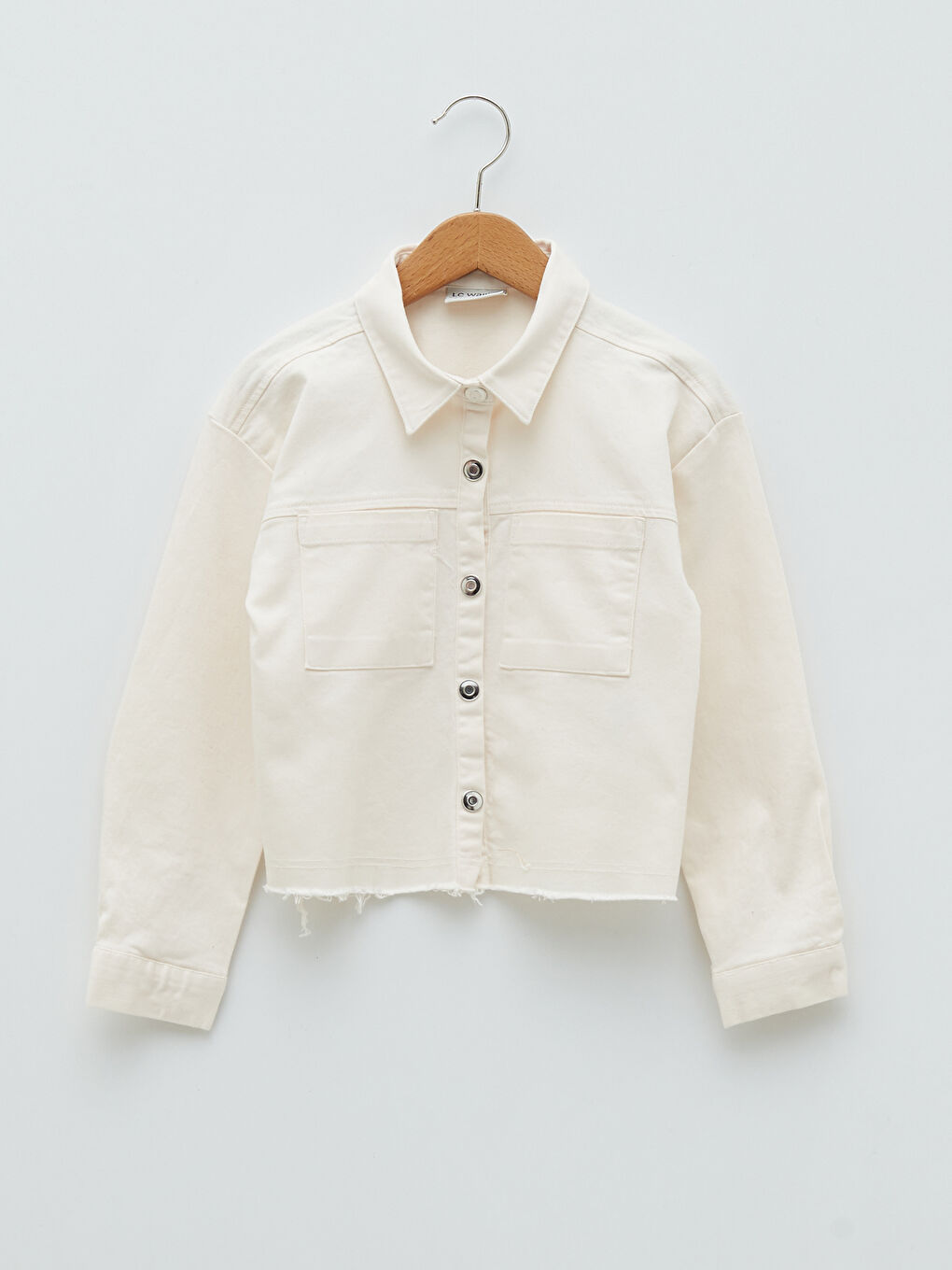 Chemise Veste Basique Fille en Gabardine à Manches Longues-2