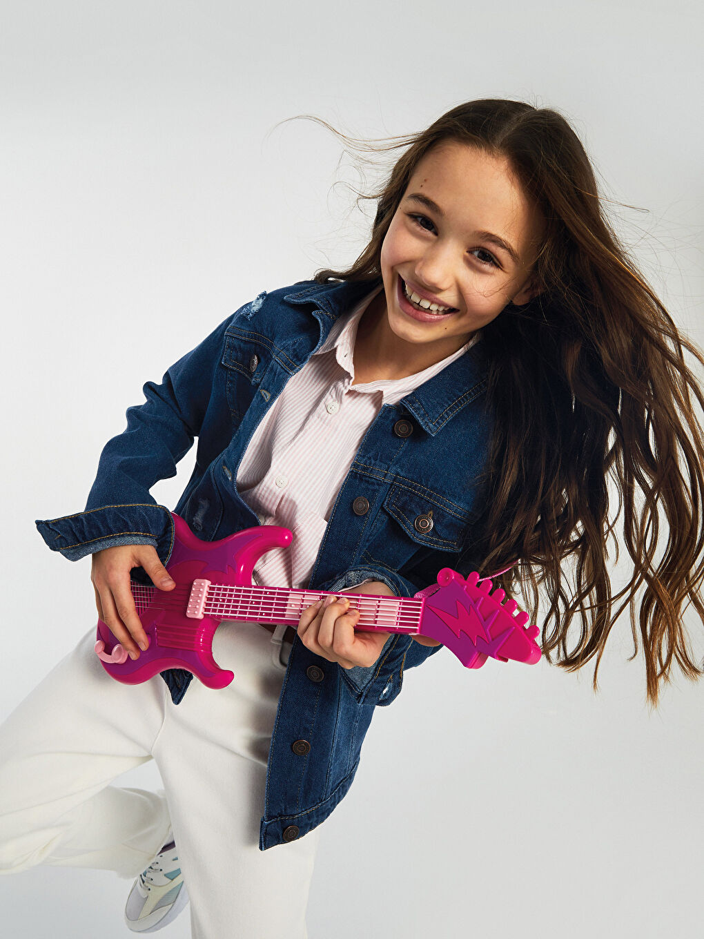 Striped Long Sleeve Poplin Girl Shirt