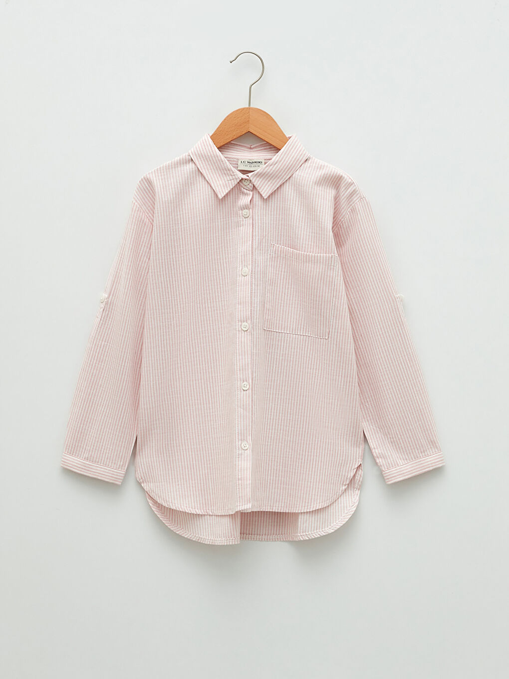 Striped Long Sleeve Poplin Girl Shirt-1