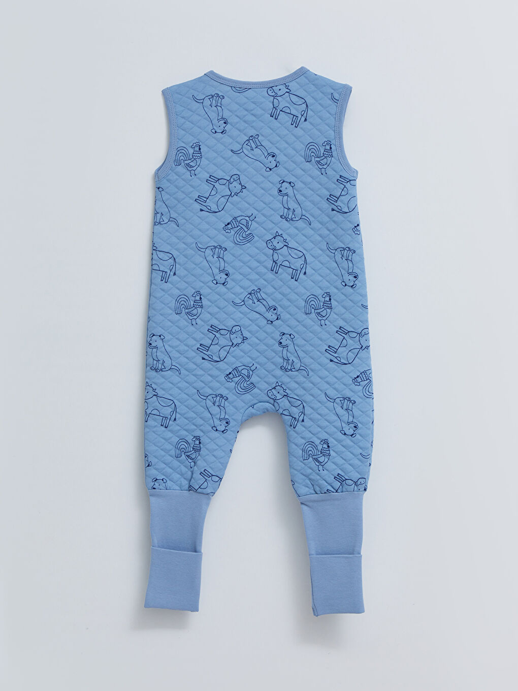 Mavi Bisiklet Yaka Baskılı Erkek Bebek Tulum-1