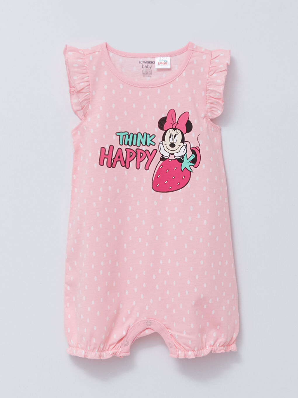 Crew Neck Minnie Mouse Printed Cotton Baby Girl Rompers 2 Pack-1