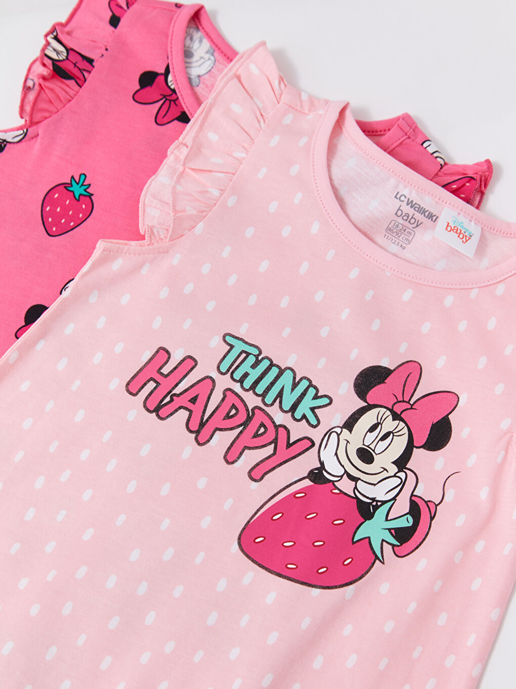 Crew Neck Minnie Mouse Printed Cotton Baby Girl Rompers 2 Pack-5