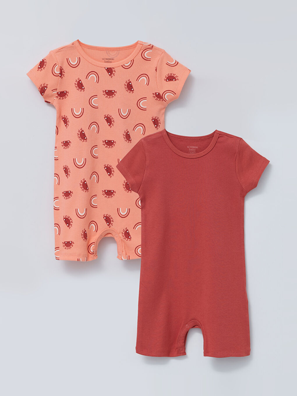 سلوبيت بنت رضع ياقة دائرية كم قصير طقم قطعتين