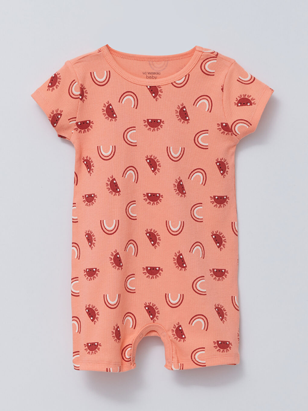 سلوبيت بنت رضع ياقة دائرية كم قصير طقم قطعتين-2