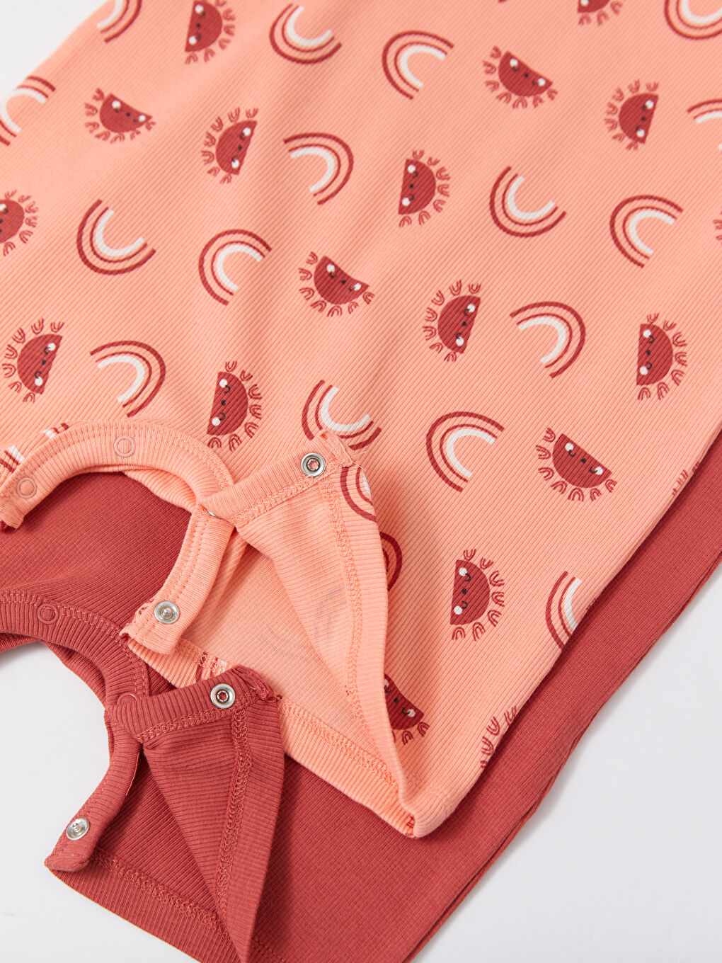 سلوبيت بنت رضع ياقة دائرية كم قصير طقم قطعتين-4