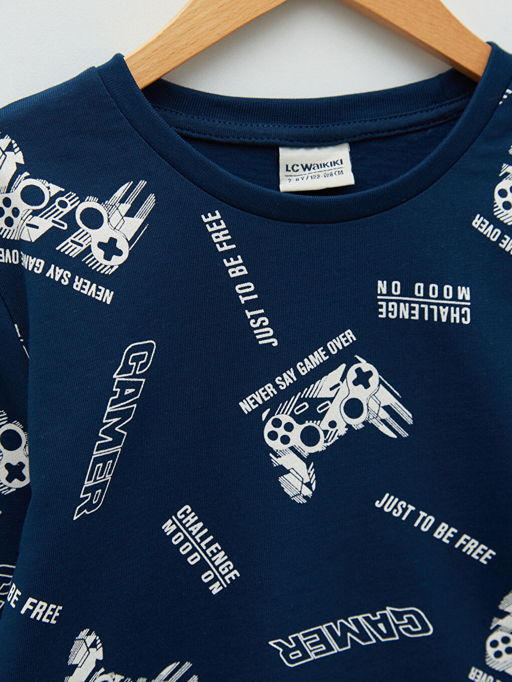 Crew Neck Printed Long Sleeve Cotton Boy T-shirt-2