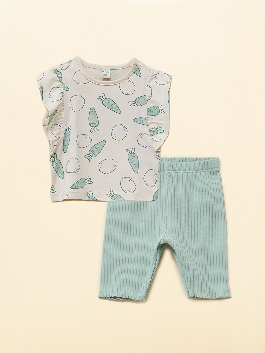 T-shirt et Short Imprimés à Manches Courtes Col Rond pour Bébé Filles, Lot de 2