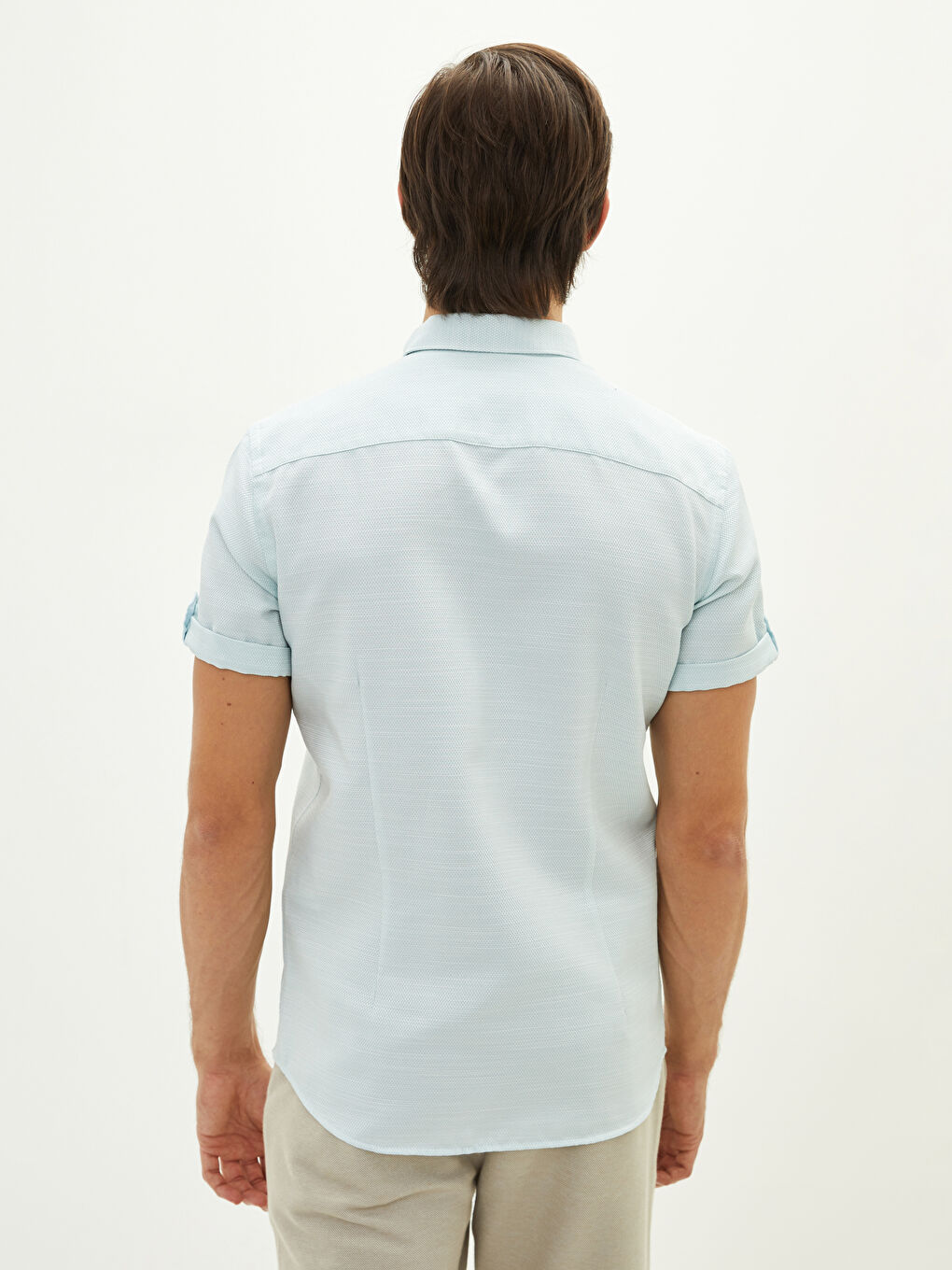 Ерлерге арналған тар пішім қысқа жең жейде-5