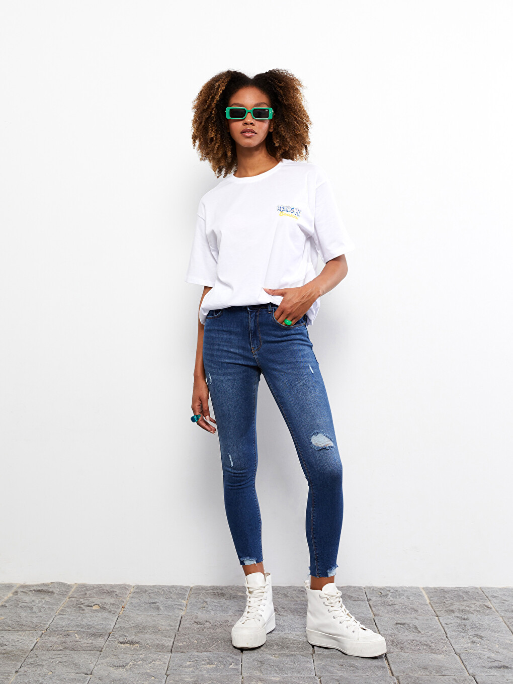 High Waist Mercury Skinny Fit Straight Ripped Detailed Women's Rodeo Jean Trousers