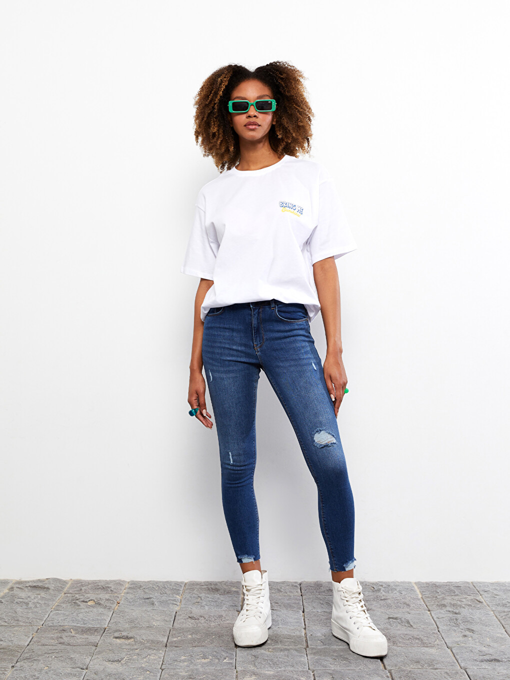 High Waist Mercury Skinny Fit Straight Ripped Detailed Women's Rodeo Jean Trousers-1