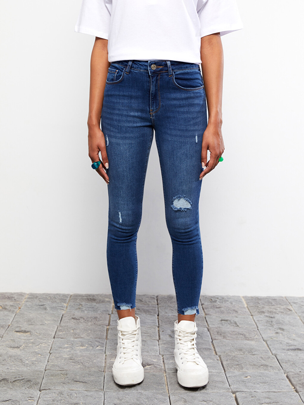 High Waist Mercury Skinny Fit Straight Ripped Detailed Women's Rodeo Jean Trousers-3