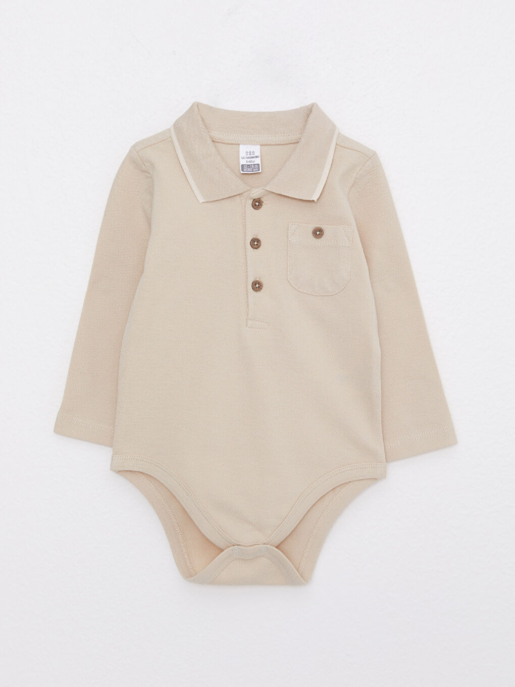 LCW baby Polo Neck Long Sleeve Basic Cotton Baby Boy Rompers -S23656Z1-Q61