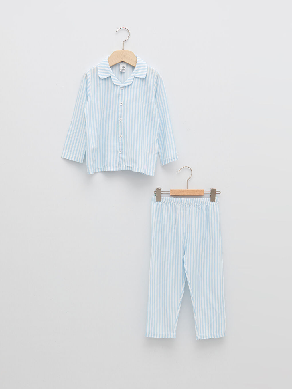 Комплект Пижами за Бебе Момче на Райе с Поло Яка и Дълъг Ръкав