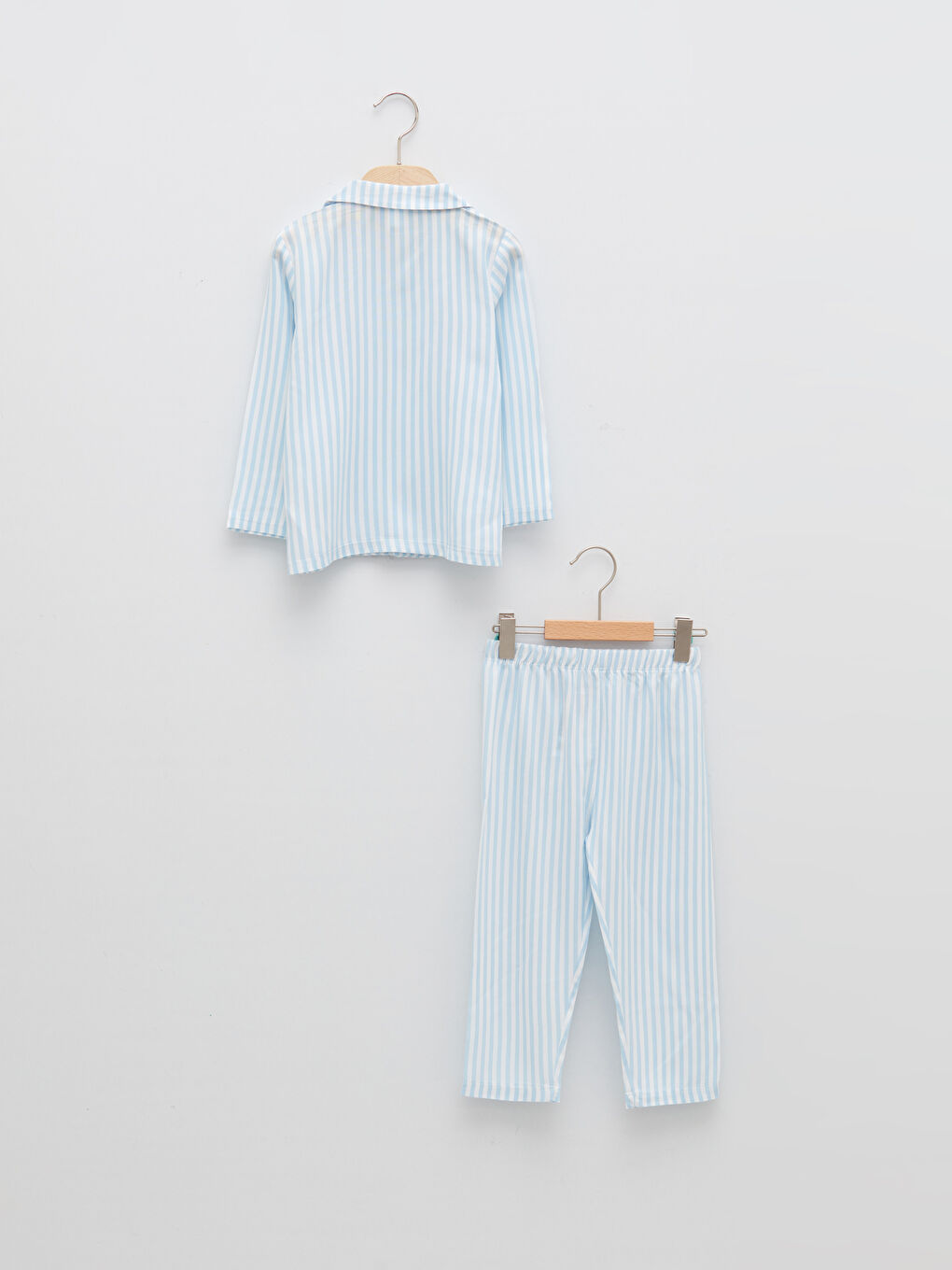 Комплект Пижами за Бебе Момче на Райе с Поло Яка и Дълъг Ръкав-1