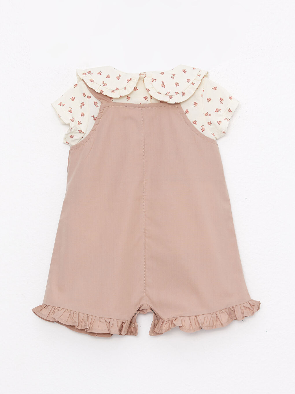 Bebe Collar Short Sleeve Cotton Baby Girl Blouse and Salopet 2-Pack Set-1