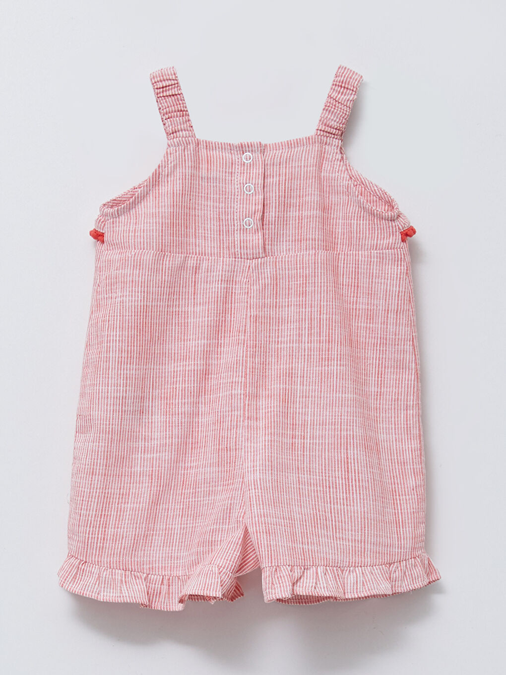 Square Neck Strap Striped Cotton Baby Girl Jumpsuit-1