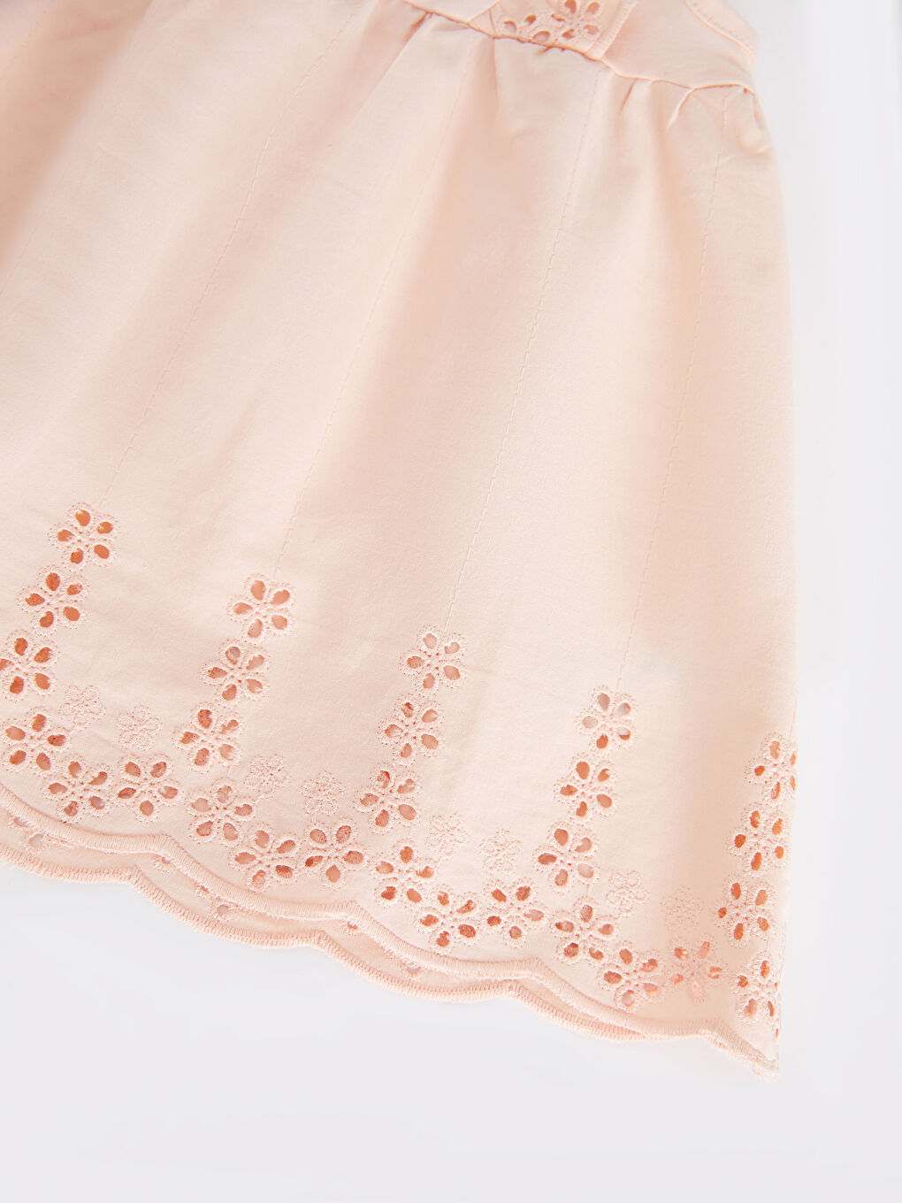 Pembe Bisiklet Yaka Kendinden Desenli Kız Bebek Elbise-3