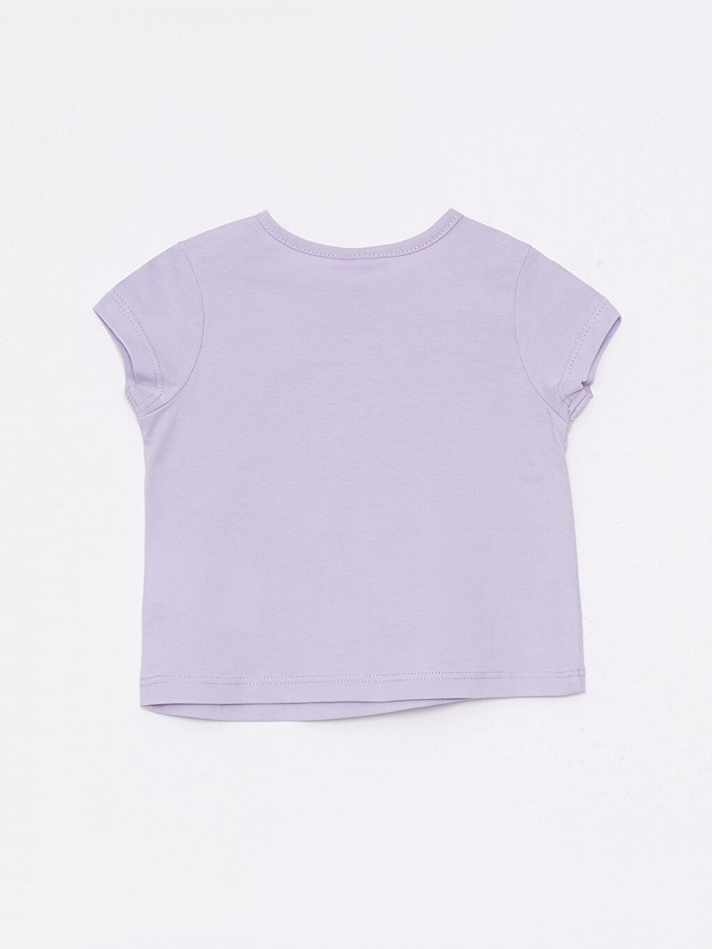 Lila Bisiklet Yaka Kısa Kollu Baskılı Pamuklu Kız Bebek Tişört ve Şort 2'li Takım-2