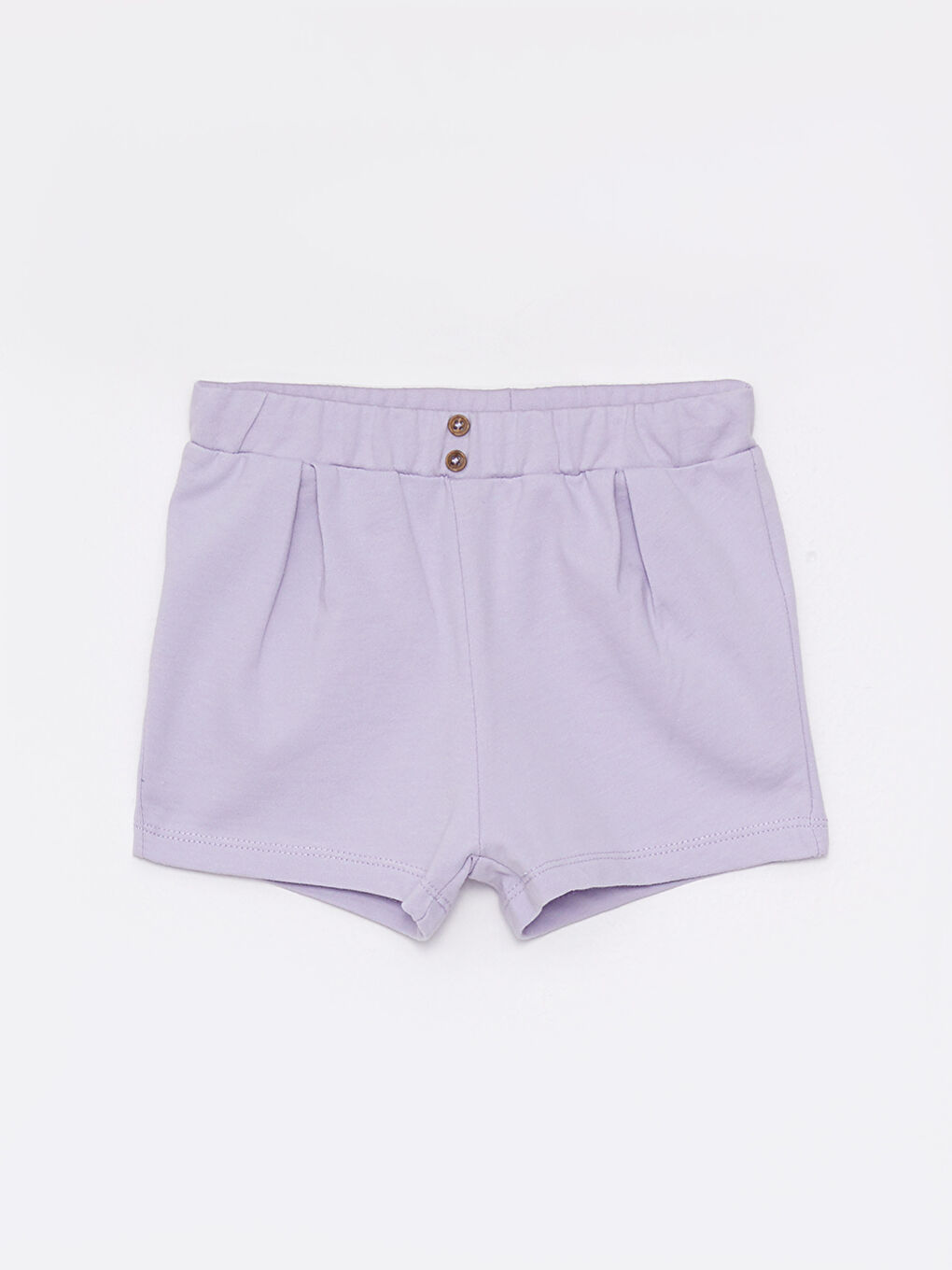 Lila Bisiklet Yaka Kısa Kollu Baskılı Pamuklu Kız Bebek Tişört ve Şort 2'li Takım-3