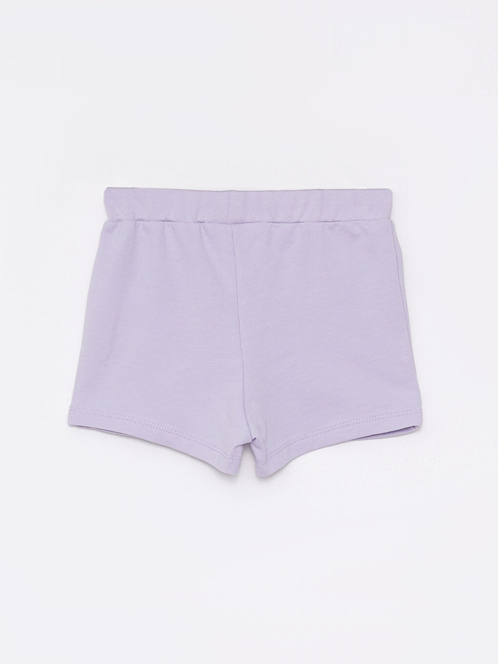 Lila Bisiklet Yaka Kısa Kollu Baskılı Pamuklu Kız Bebek Tişört ve Şort 2'li Takım-4